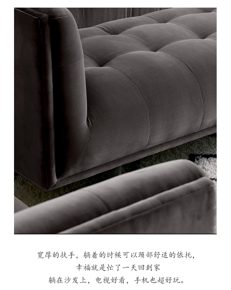 预售-北欧布艺沙发客厅小户型美式设计师实木现代简约三人植绒沙发 - 布艺沙发 - 沙发 - 沙发座椅 - 客厅家具 - 家具 - 家居家具 ...