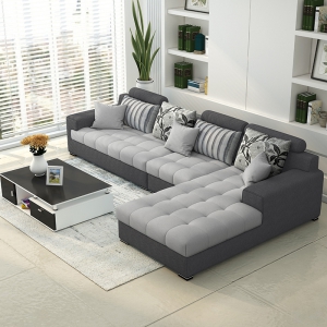 Preorder-fabric three-seat sofa+chaise longue