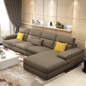 Preorder-fabric three-seat sofa+chaise longue